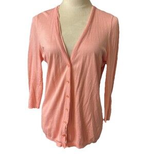 Halogen Women's M Peach Cardigan Sweater Viscose Blend Buttons Up Lightweight